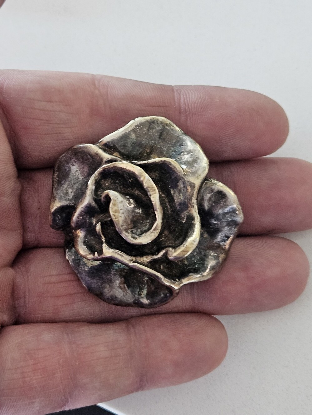 Vintage Designer Sterling Silver 925 3D Rose Pin Brooch - Picture 2 of 5